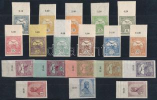 1913 Turul vágott ívszéli sor (90.000) (25f, 30f törés) / Mi 109-121 + Mi 123-126 imperforated margi...