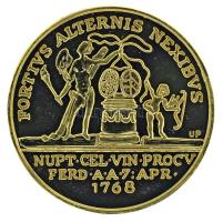 DN "Mária Karolina Lujza eljegyzésére készült 1768-as aranydukát" aranyozott Cu-Ni utánver...