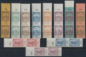 1913 Árvíz I. vágott ívszéli sor párokban (500.000) / Mi 134-144 imperforated margin set in pairs