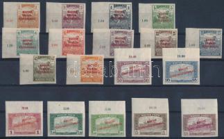 1919 Magyar Tanácsköztársaság vágott ívszéli sor (40.000) / Mi 266-281 + Mi 284-285 imperforated mar...
