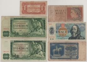 Csehszlovákia 6db-os bankjegy tétel, 1944-1988. 1K-100K T:F-VG
Czechoslovakia 6pcs banknote lot, 19...
