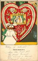 1936 Mézeskalács. Egy jó kislány viselt dolgai képeslap sorozat I. sorozat 5. szám / Hungarian art p...