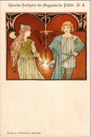 Künstler-Postkarte der Meggendorfer Blätter Nr. 8. Verlag von J. F. Schreiber in Esslingen. Art Nouv...