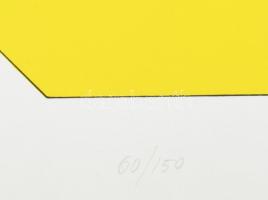 Walter Fusi (1924-2013), olasz festő/Italian painter: Geometrikus kompozíció (cím nélkül). Szitanyom...