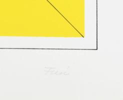 Walter Fusi (1924-2013), olasz festő/Italian painter: Geometrikus kompozíció (cím nélkül). Szitanyom...