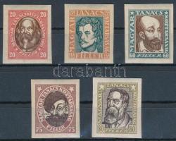 1919 Magyar Tanácsköztársasági arcképek vágott sor (40.000) / Mi 261-265 imperforate set