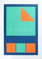 Jean-Pierre Ghesquierre (1939-), francia festő/French painter: Geometrikus kompozíció (cím nélkül), ...