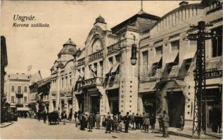 1915 Ungvár, Uzshorod, Uzhorod; Korona szálló, Berkes Béla és Horvát Mór üzlete. Steinfeld Dezső kia...