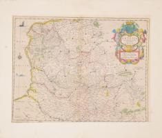 1642 Jan Jansson Artesia comitatus Artois térképe. Színezett rézmetszet. Paszpartuban 51x39 cm / Map...