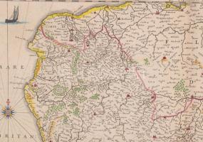 1642 Jan Jansson Artesia comitatus Artois térképe. Színezett rézmetszet. Paszpartuban 51x39 cm / Map...