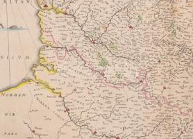 1642 Jan Jansson Artesia comitatus Artois térképe. Színezett rézmetszet. Paszpartuban 51x39 cm / Map...