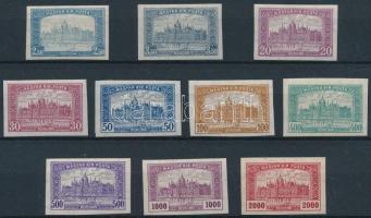 1921/1923 Parlament vágott sor (20.000) / Mi 355-356 + Mi 359 + Mi 361 + Mi 363-368 imperforated set