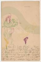 1901 Elfentanz / Art Nouveau litho lady art postcard. B. &amp; S. W. s: Raphael Kirchner (EK)
