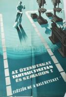 cca 1950-60 3 db szocreál munkavédelmi plakát, hajtva, sérülésekkel, 70x47 cm körüli méretekben