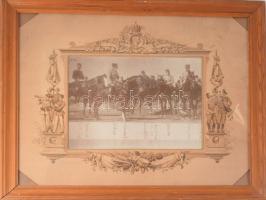 1901 Ferenc József császár katonai vezetőkkel hadgyakorlaton. Nagyméretű, feliratozott fotó, altábor...