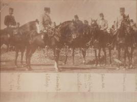 1901 Ferenc József császár katonai vezetőkkel hadgyakorlaton. Nagyméretű, feliratozott fotó, altábor...