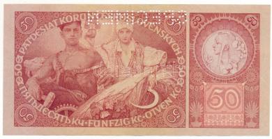 Csehszlovákia 1929. 50K "SPECIMEN (MINTA)" perforációval "Ab 179730" T:F szép pa...