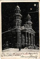 1899 Ungvár, Uzshorod, Uzhorod; Görög katolikus este télen, holdfényben. Feuerlicht testvérek kiadás...