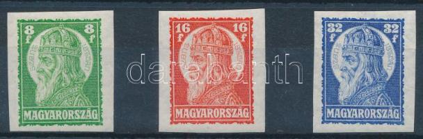 1928 Szent István I. vágott sor (50.000) / Mi 438-440 imperforated set