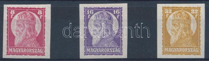 1929 Szent István II. vágott sor (50.000) / Mi 455-457 imperforated set