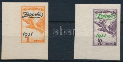 1931 Zeppelin vágott ívsarki sor (120.000) (1P halvány foltok a gumiban) / Mi 478-479 imperforated c...