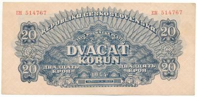 Csehszlovákia 1944. 20K "EH 514767" T:F szép papír
Czechoslovakia 1944. 20 Korun "EH...