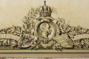 cca 1910-1915 Magyar katonai alakulat csoportképe, nemzeti zászlókkal (az egyiken "Éljen a kirá...