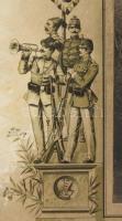 cca 1910-1915 Magyar katonai alakulat csoportképe, nemzeti zászlókkal (az egyiken "Éljen a kirá...