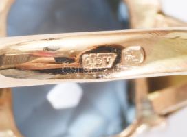 14k arany (Au) gyűrű, kissé sérült szintetikus kővel, jelzett, Pénzverő, 1966-1998 közötti fémjel, b...