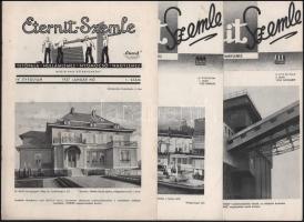 1937-1938 Az Eternit Szemle (Tetőpala, hullámlemez, nyomócső, nagylemez) újság 3 db száma, hajtott