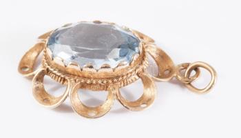 14k arany (Au) medál szintetikus kővel, Pénzverő, 1966-1998 közötti fémjel, jelzett, br 3,2 g