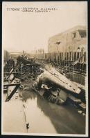 1919 Ostende, felrobbantott német tengeralattjáró fotója, fotólap, 13x8 cm