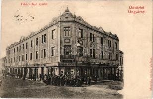 1906 Ungvár, Uzshorod, Uzhhorod, Uzhorod; Fehér Hajó épület, Krausz, Jakubek Mihály, Gottlieb, Feuer...