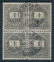 1889 1kr négyestömb 12 : 11 3/4 fogazással "CZEGLÉD / VASP."