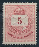 1874 Színesszámú 5kr I. tip. RRR! (90.000) (felül keresztben végigfutó törés / folded)