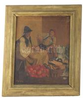 Szőnyi György jelzéssel: Szerelmespár. Olaj, vászon. Dekoratív, javított fakeretben. 60x48 cm