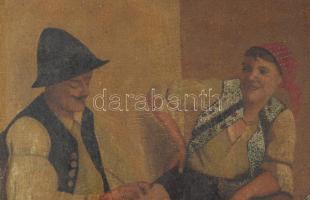 Szőnyi György jelzéssel: Szerelmespár. Olaj, vászon. Dekoratív, javított fakeretben. 60x48 cm
