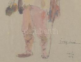 Láng Rudolf (1904-1991): Öreg báró, jelmezterv Kárpáthy Gyula Zrínyi c. drámájához, 1954. Akvarell, ...