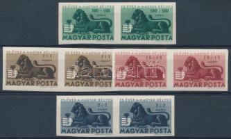 1946 Bélyegjubileum vágott sor párokban (80.000) / Mi 893-896 imperforated set in pairs