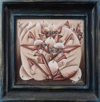 Olvashatatlan jelzéssel: Alakok. Olaj, fa, fakeretben, 21,5×26,5 cm