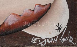 Olvashatatlan jelzéssel: Alakok. Olaj, fa, fakeretben, 21,5×26,5 cm