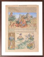 1493 Ősnyomtatvány. A Schedel krónika egy nagyon dekoratív kézzel színezett lapja. Az egyik oldalon ...