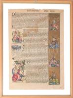 1493 Ősnyomtatvány. A Schedel krónika egy nagyon dekoratív kézzel színezett lapja. Az egyik oldalon ...