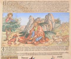 1493 Ősnyomtatvány. A Schedel krónika egy nagyon dekoratív kézzel színezett lapja. Az egyik oldalon ...