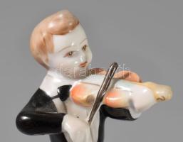 Hollóházi hegedűs. Jelzett, hibátlan, m: 13,5 cm
