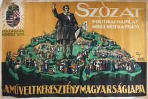 Tary Lajos (1884-1972): Szózat. Nagyméretű irredenta plakát. Litográfia, papír, jelzett a plakáton. ...