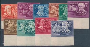 1948 Feltalálók - felfedezők vágott ívszéli sor (22.000) / Mi 1011-1020 imperforated margin set