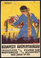 1922 Budapesti Árumintavásár art deco reklámcédula, szign. Faragó Géza, kis folttal, 12×8,5 cm