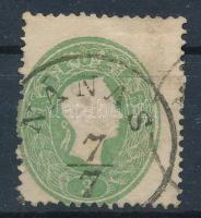 1861 3kr sárgászöld, az ovális keret kopott, szépen elfogazva "NÁNÁS"