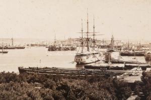 cca 1890-1900 Póla, kikötői látkép az Osztrák-Magyar Cs. és Kir. Haditengerészet (K. u. k. Kriegsmar...